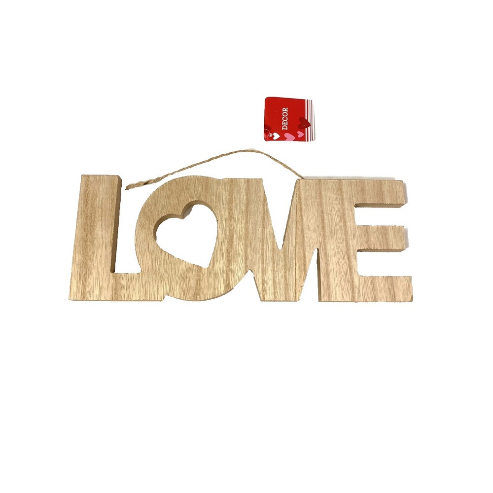 wood craft word sign LOVE HEART home hanging decor